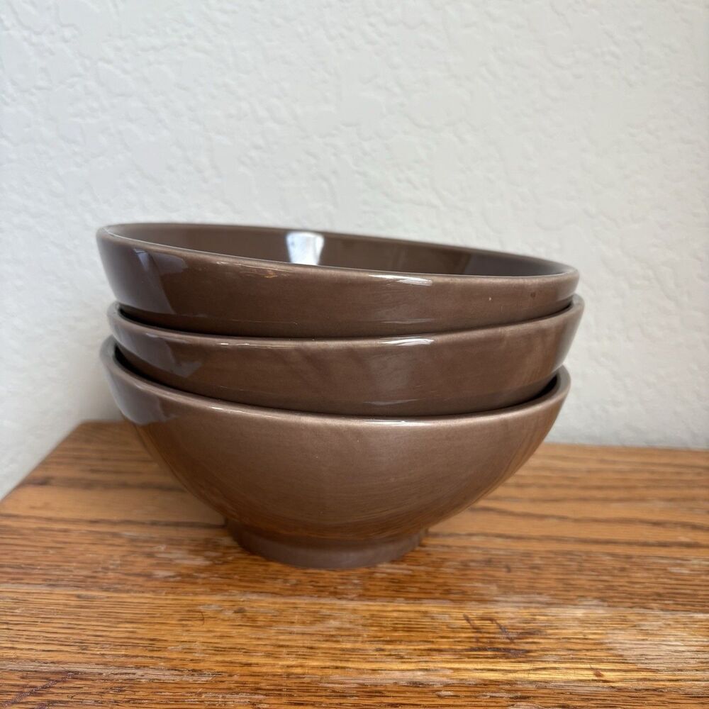 POTTERY BARN STUDIO BY BARBARA EIGEN COCO BROWN CEREAL BOWLS  - SET 3